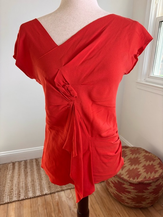 Prada Tops - PRADA Vintage Textured Silk Red/Orange Blouse Rare Find!